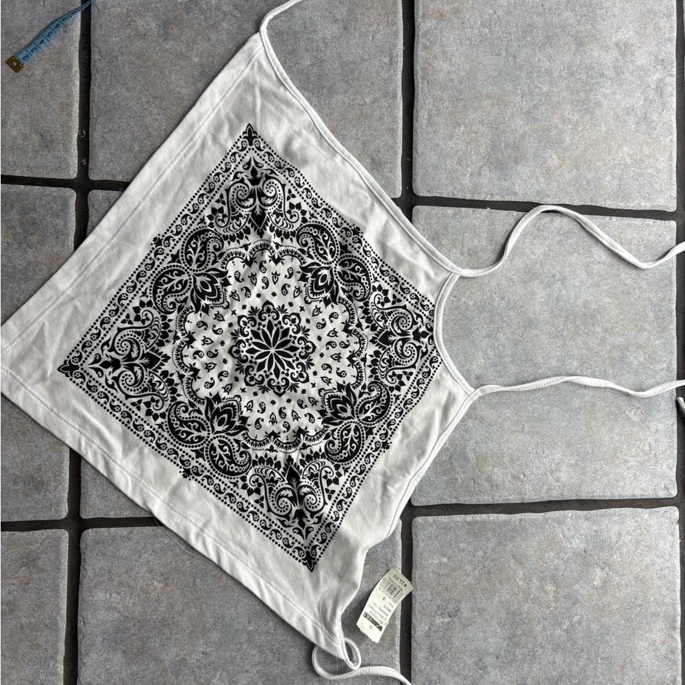Black and White bandanna Tank Top